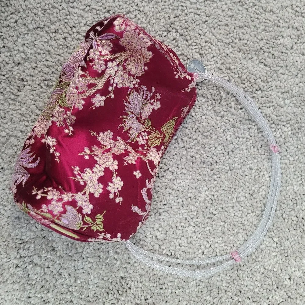 pyramid collection elegant berry brocade barrel handbag